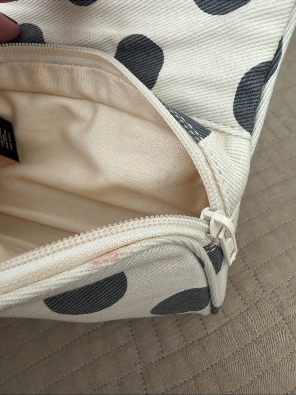 Brandy Melville White Cosmetic Bag with Black Polka Dots - Picture 6 of 7